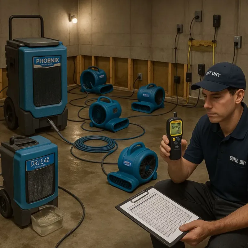 Structural Drying and Dehumidification process in Devens, MA